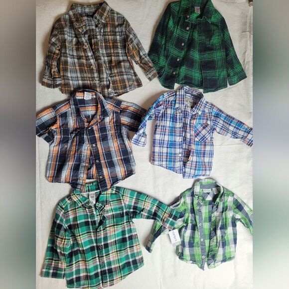 Infant size 12-24 month flannel button downs - Picture 1 of 4